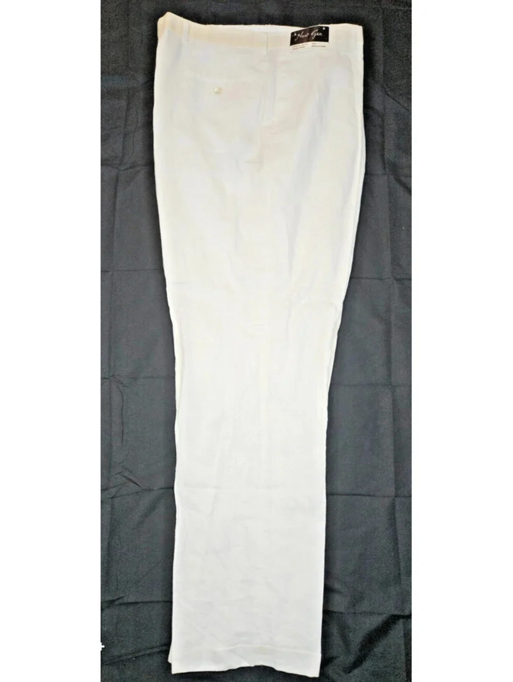 New Gen Mens W38/L34 100% white linen summer cuffed trousers